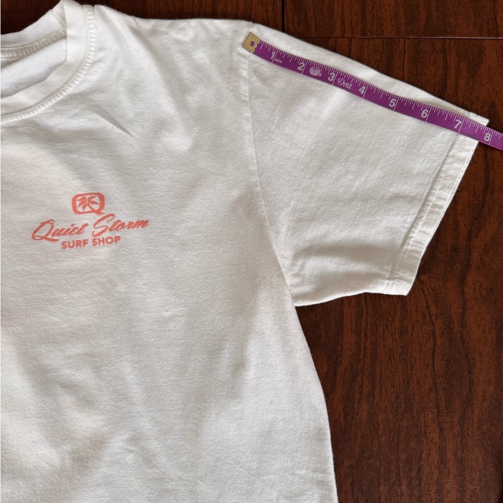 Quiet Storm Surf Shop Myrtle Beach 100% Cotton White Tee with Logo Accent Size L - Picture 6 of 9